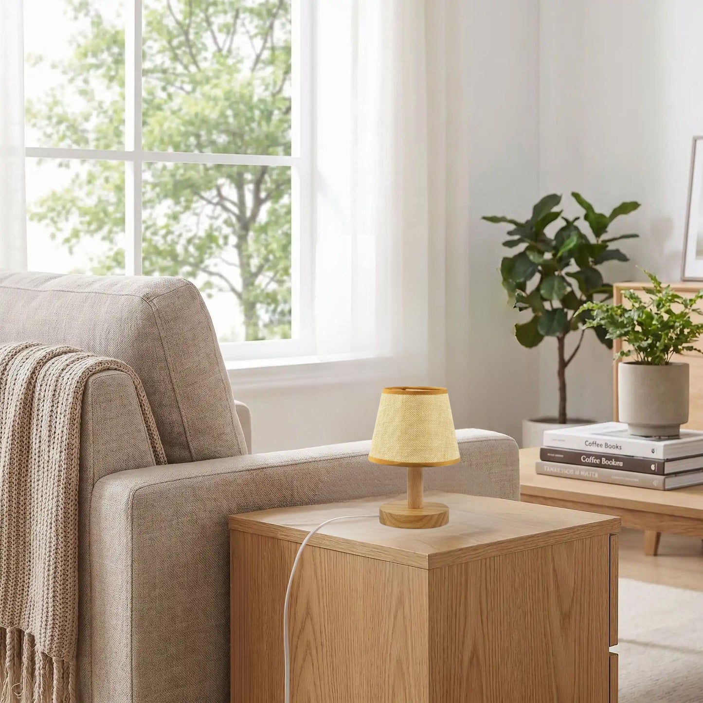 lampe de table en bois table sejour petite organique scandinave