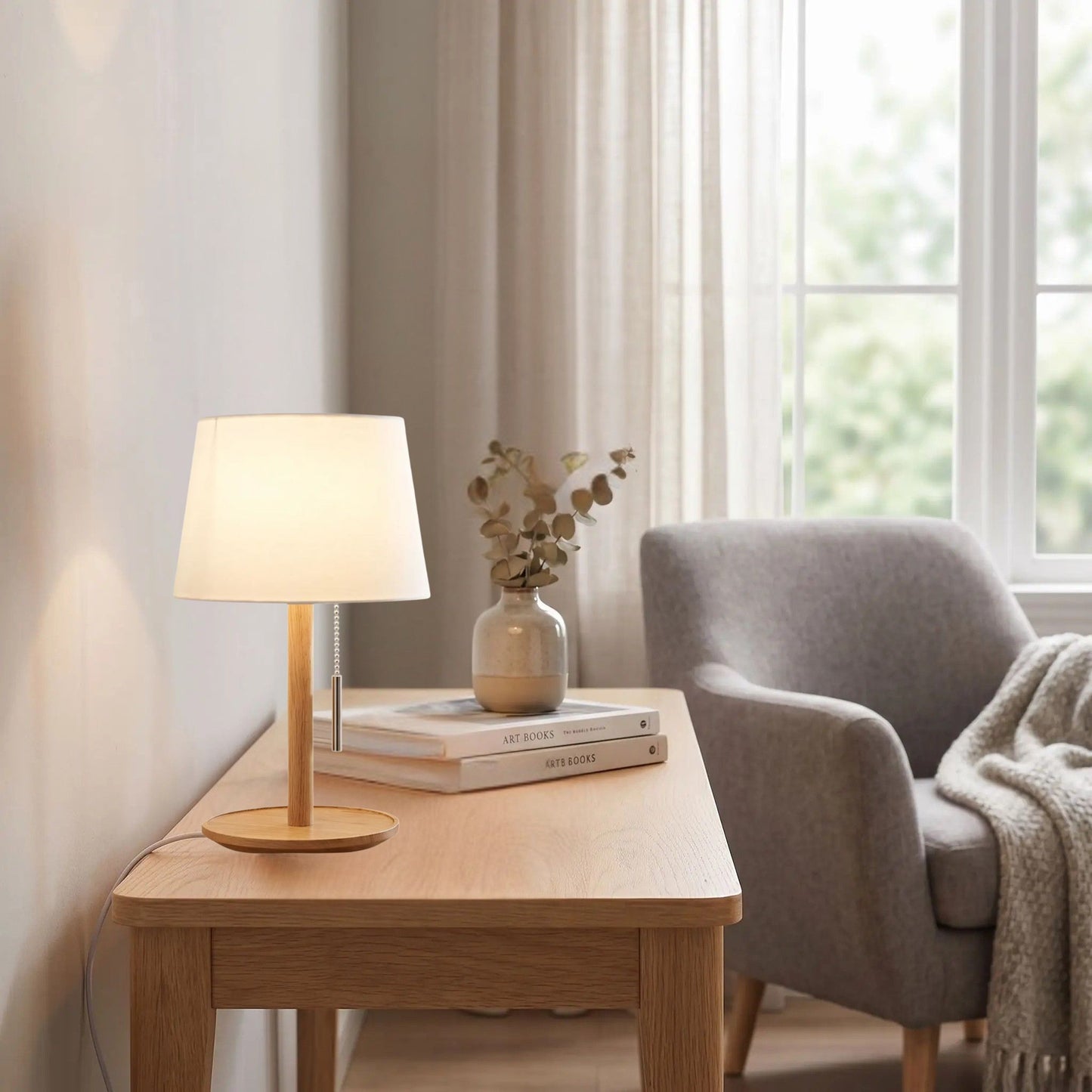 lampe de table en bois table sejour pull switch nordique