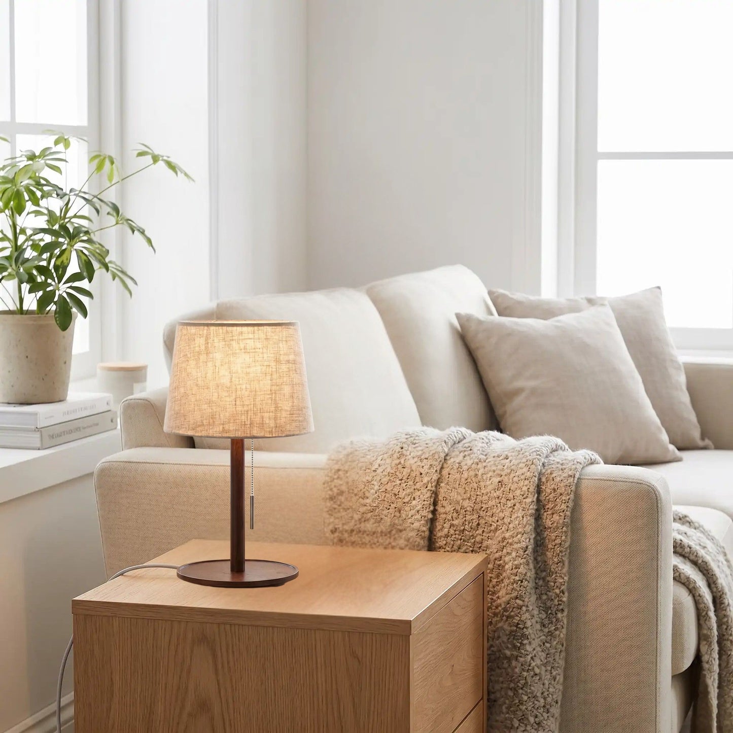 lampe de table en bois table sejour pull switch scandinave