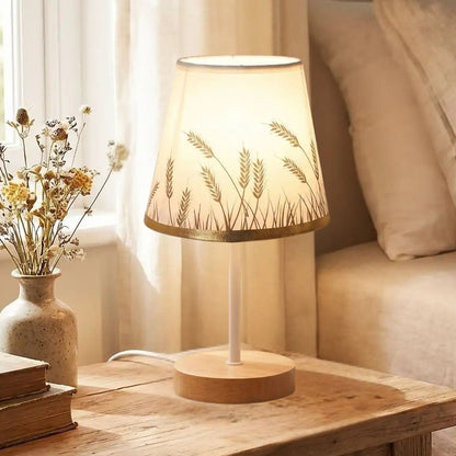 lampe de table motif epis ble chevet vue rapproche bois motif epis de ble
