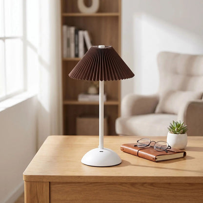 lampe de table rechargeable blanc abat-jour marron blanche coloree
