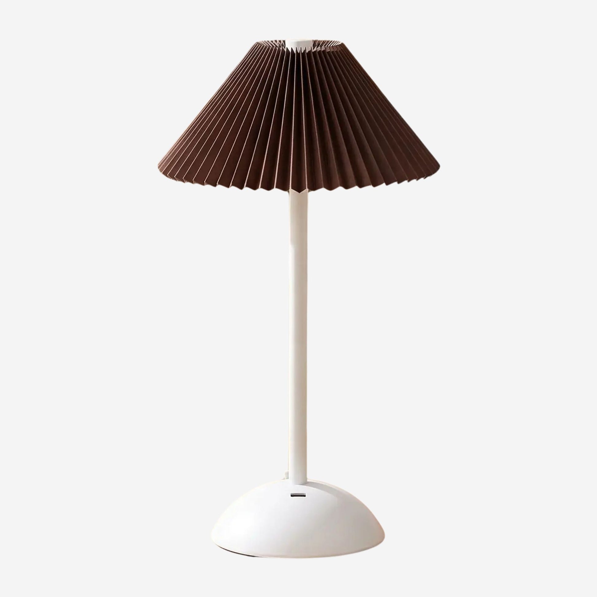 lampe de table rechargeable blanc abat-jour marron fiche produit blanche coloree