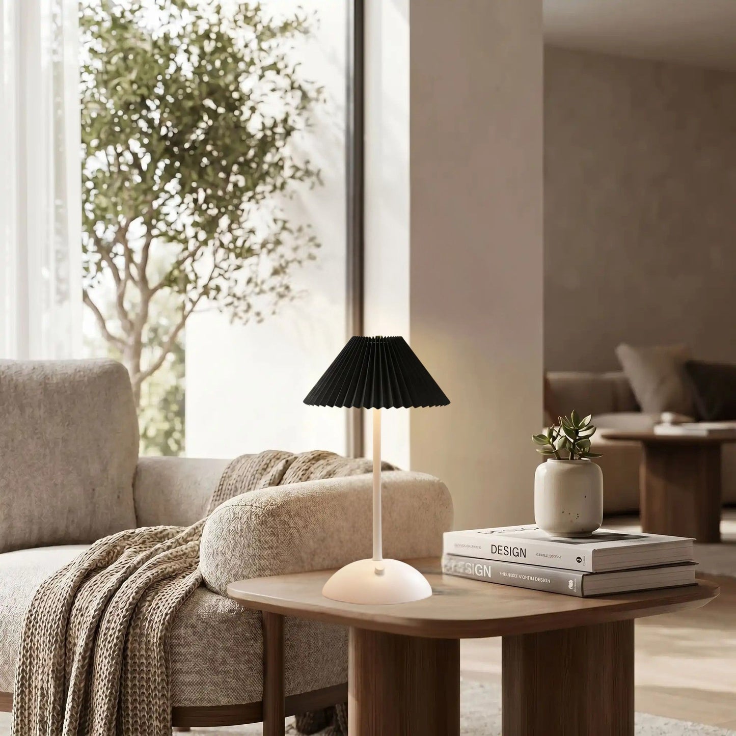 lampe de table rechargeable blanc abat-jour noir blanche coloree