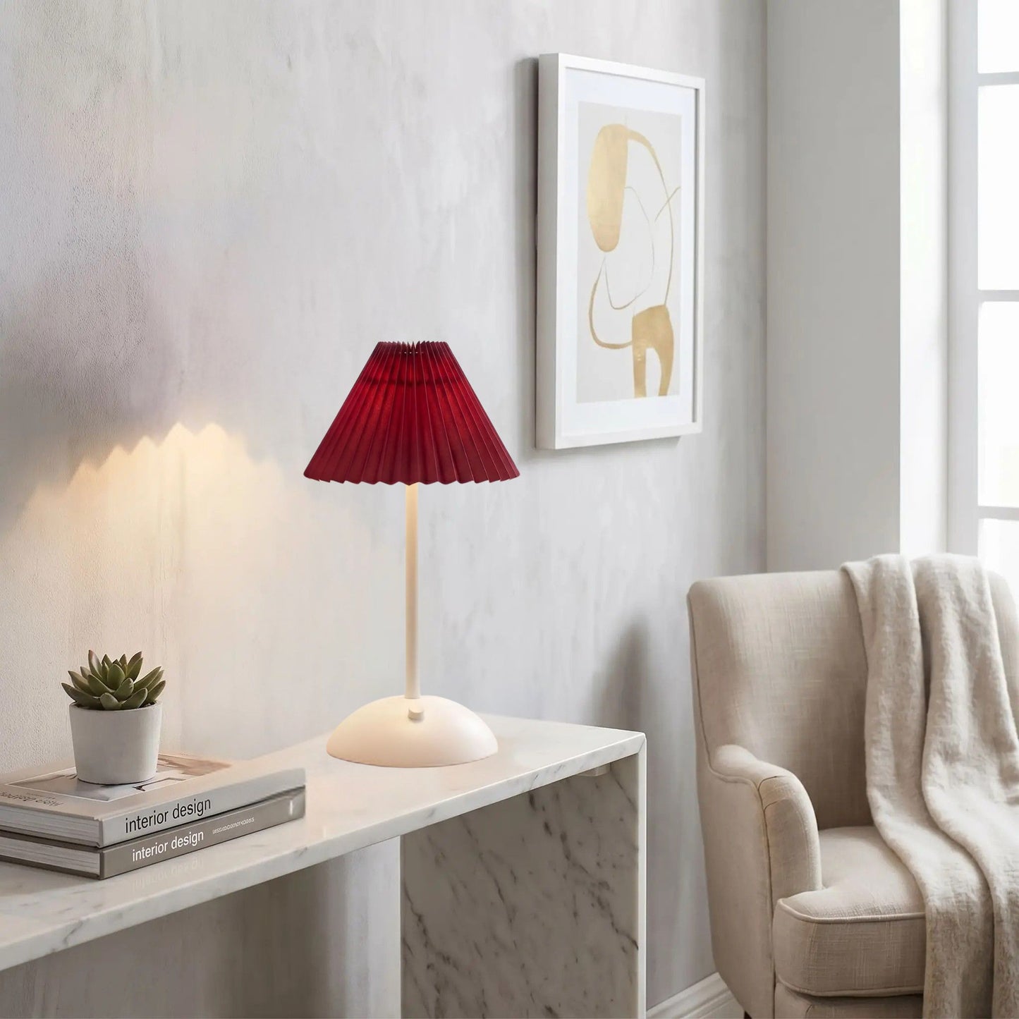 lampe de table rechargeable blanc abat-jour rouge bourgogne blanche coloree