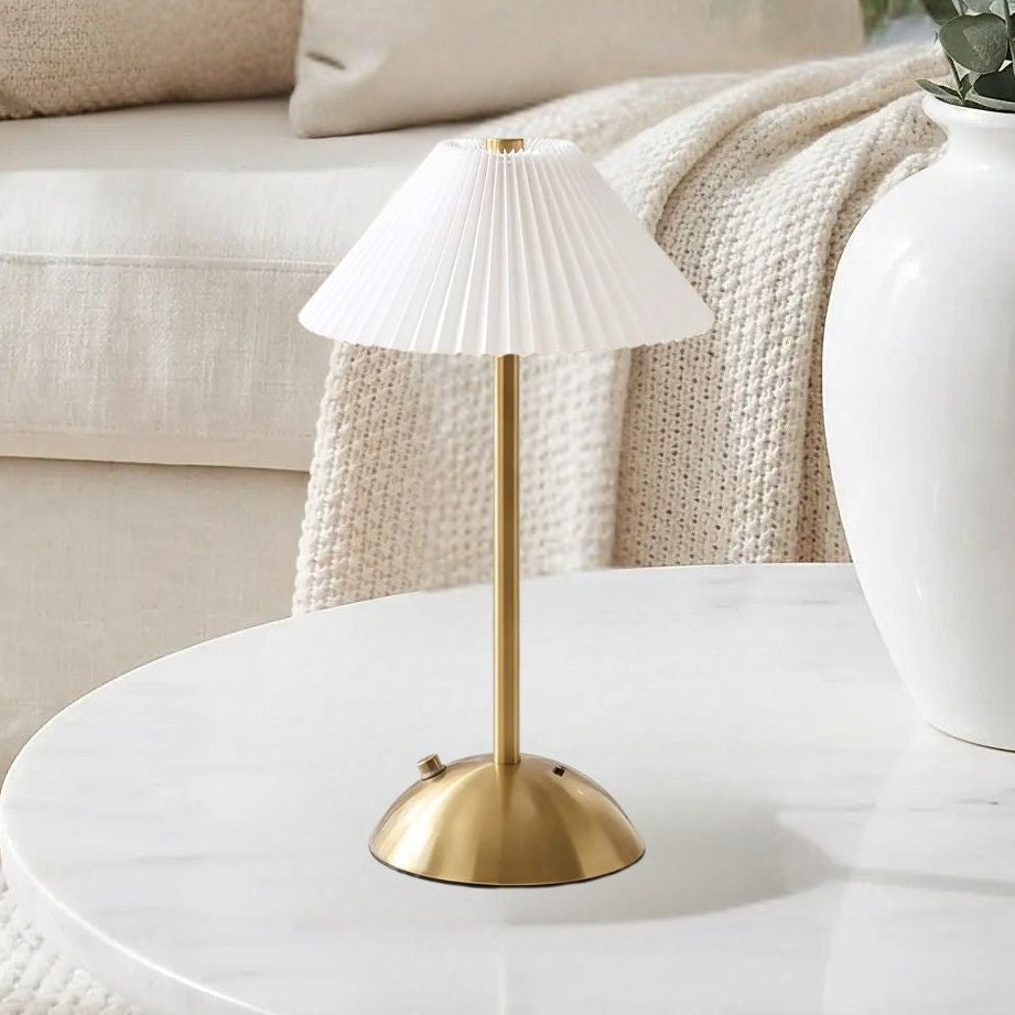 lampe de table rechargeable blanc vue rapproche doree coloree