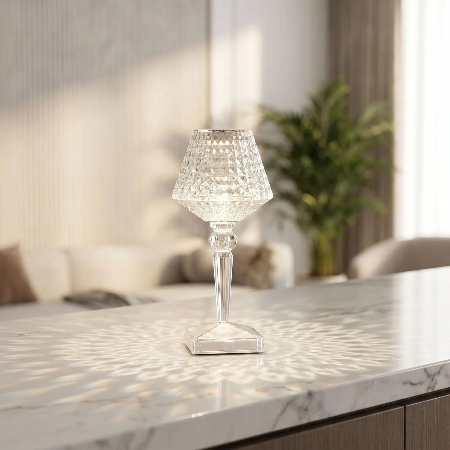 lampe de table rechargeable comptoir design diamant
