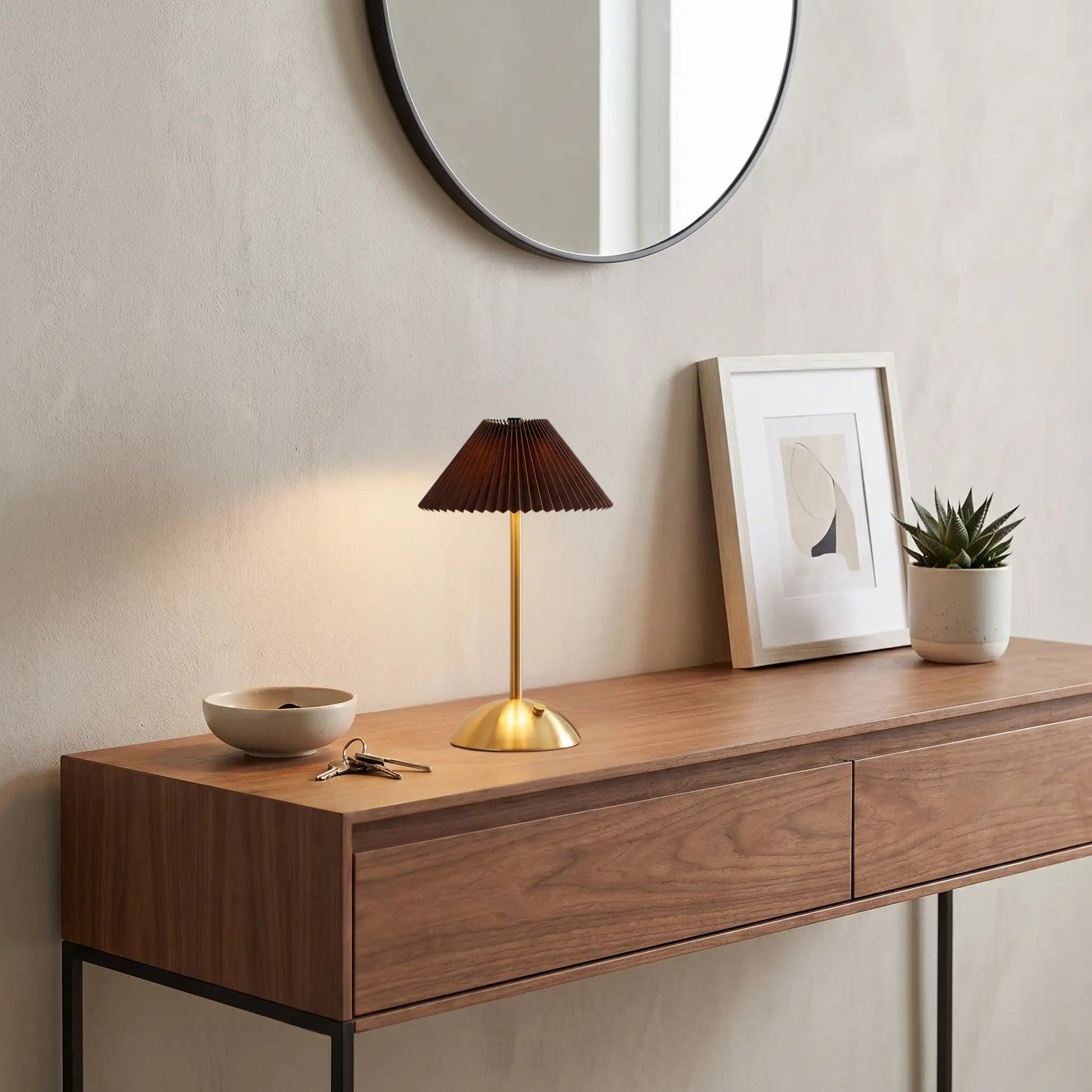 lampe de table rechargeable marron doree coloree