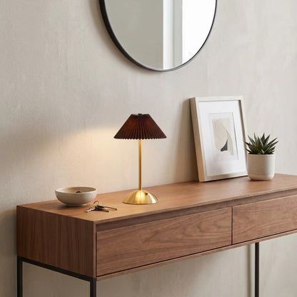 lampe de table rechargeable marron doree coloree