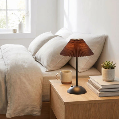 lampe de table rechargeable noir abat-jour marron noir coloree