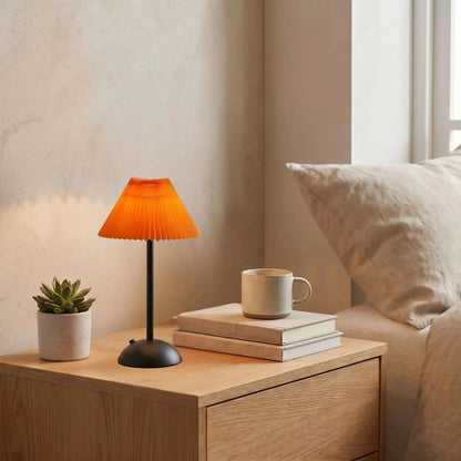 lampe de table rechargeable noir abat-jour orange noir coloree