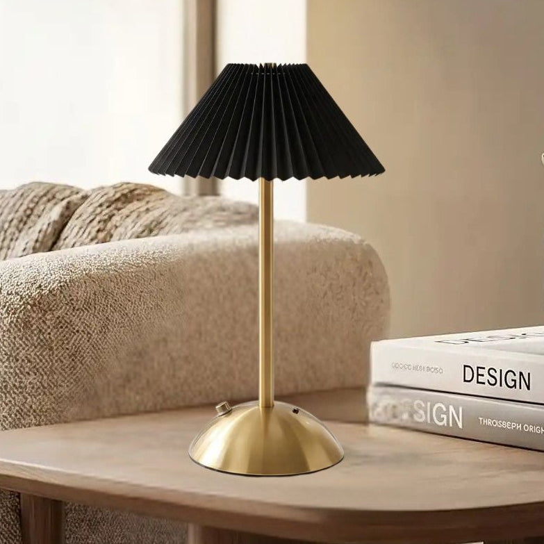 lampe de table rechargeable noir vue rapproche doree coloree