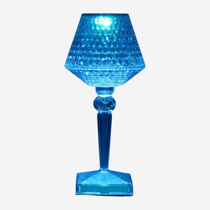 lampe de table rechargeable rgb bleu fiche produit design diamant