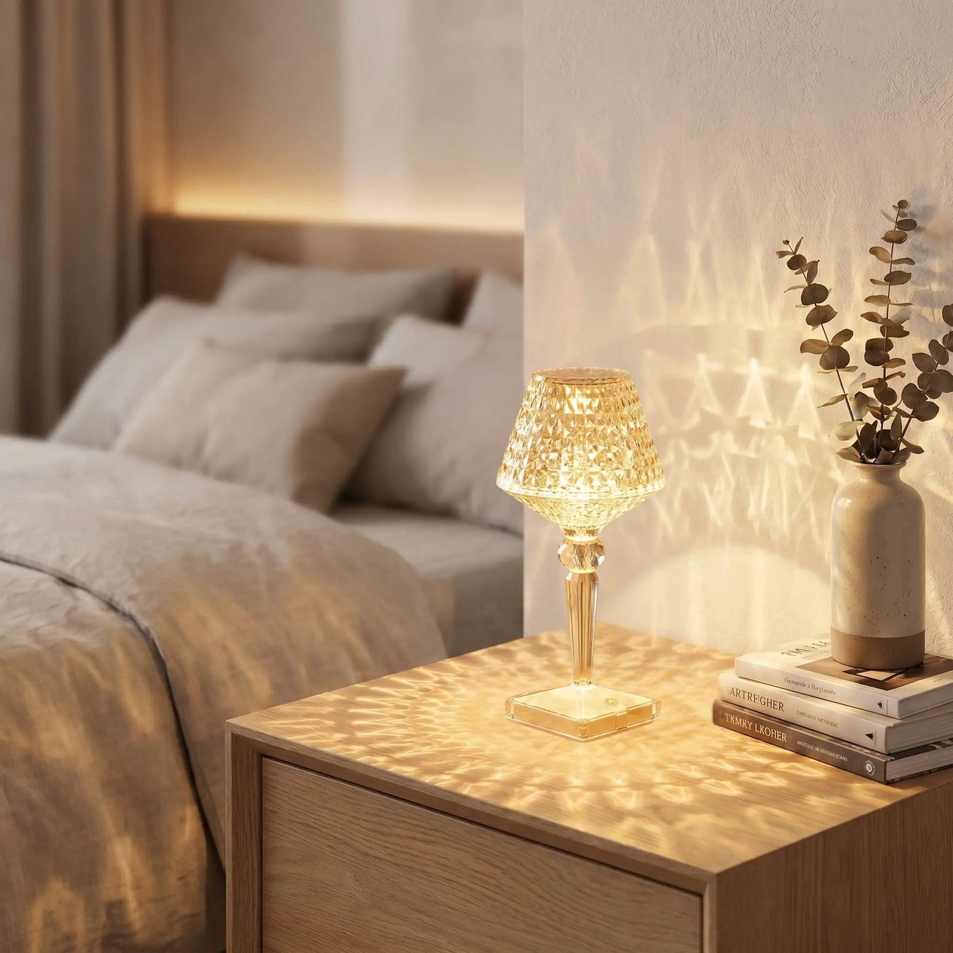 lampe de table rechargeable rgb or design diamant