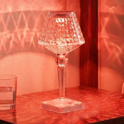 lampe de table rechargeable rgb rouge vue rapproche design diamant