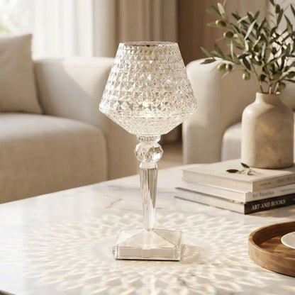 lampe de table rechargeable table sejour vue rapproche design diamant