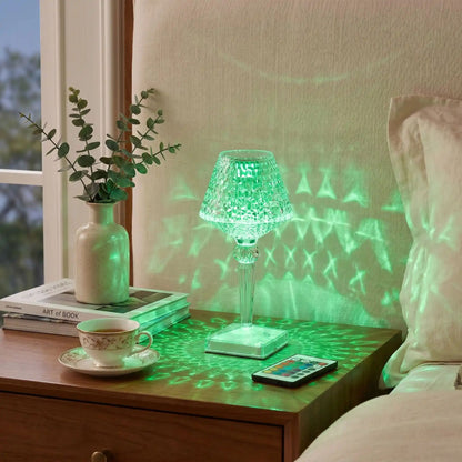 lampe de table rechargeable vert rgb chevet design diamant