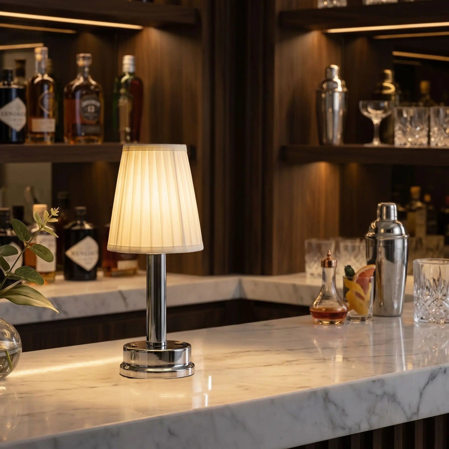 lampe de table sans fil argent comptoir deco bar