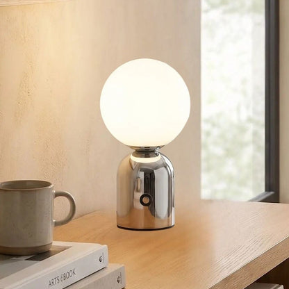 lampe de table sans fil argent vue rapproche petite coloree