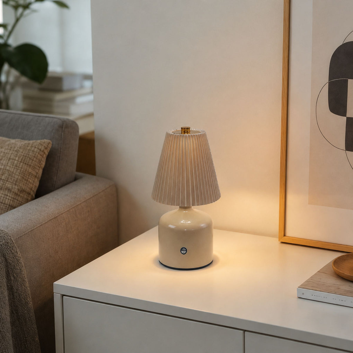 lampe de table sans fil beige sable sejour petite stylee
