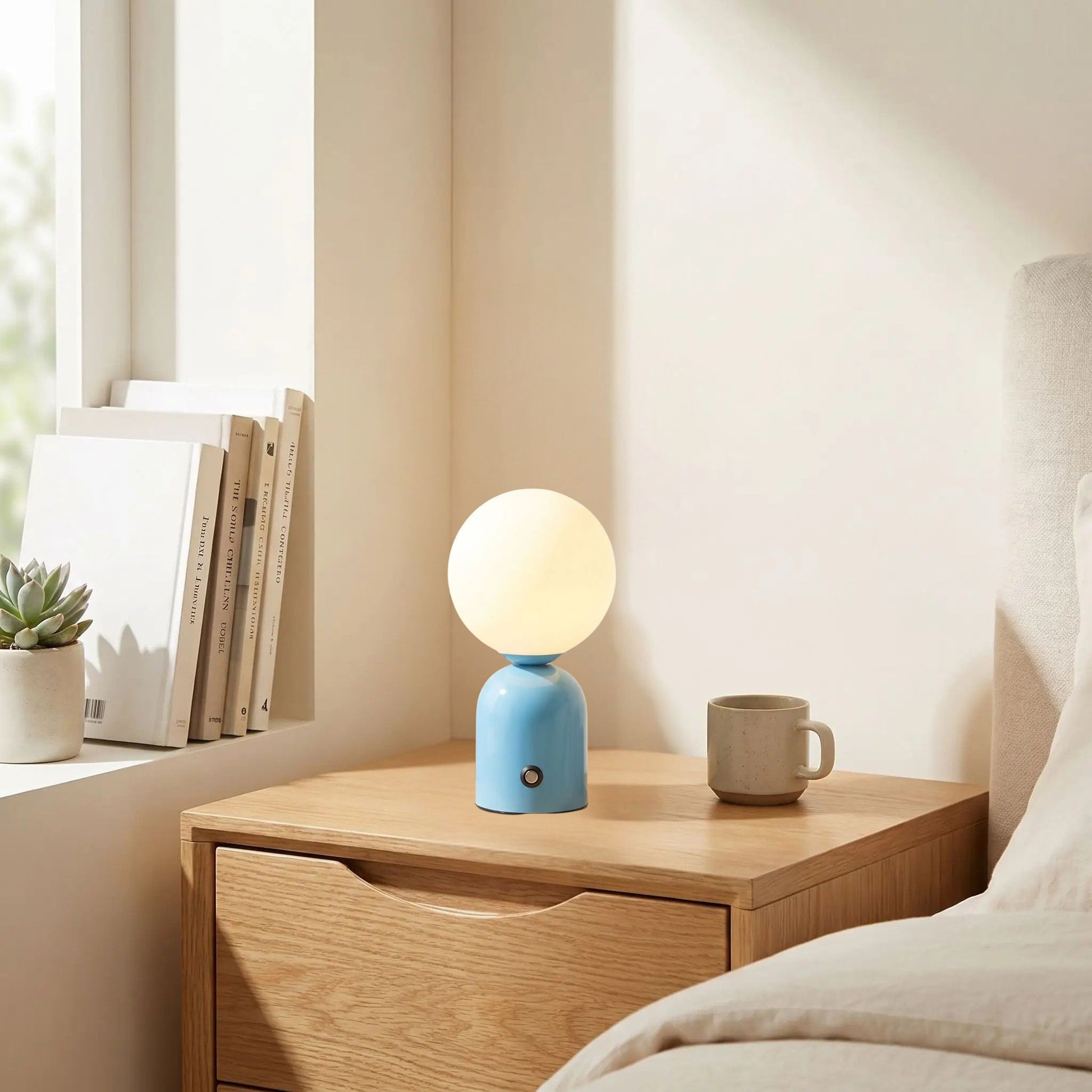lampe de table sans fil bleu leger petite coloree
