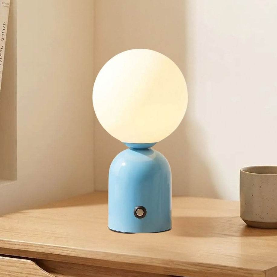 lampe de table sans fil bleu leger vue rapproche petite coloree