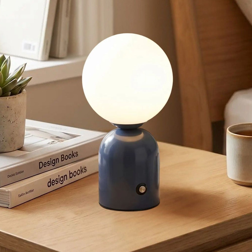 lampe de table sans fil bleu marine vue rapproche petite coloree