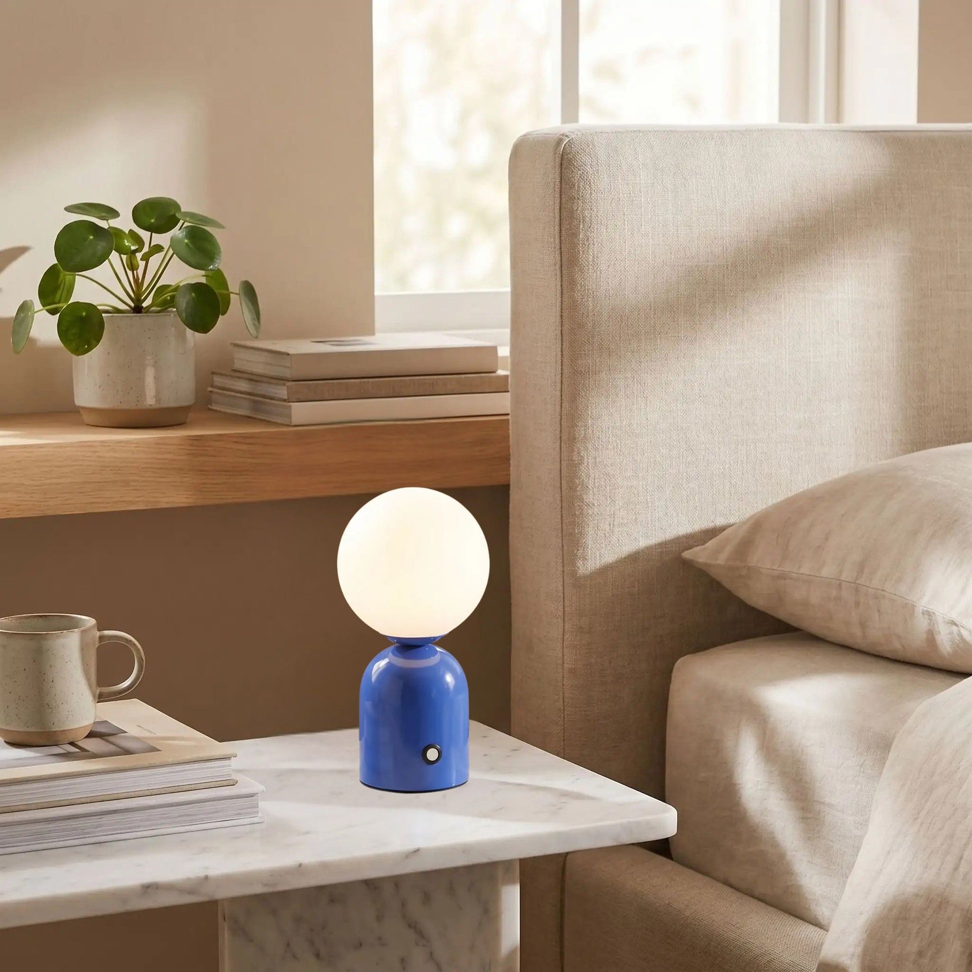 lampe de table sans fil bleu petite coloree