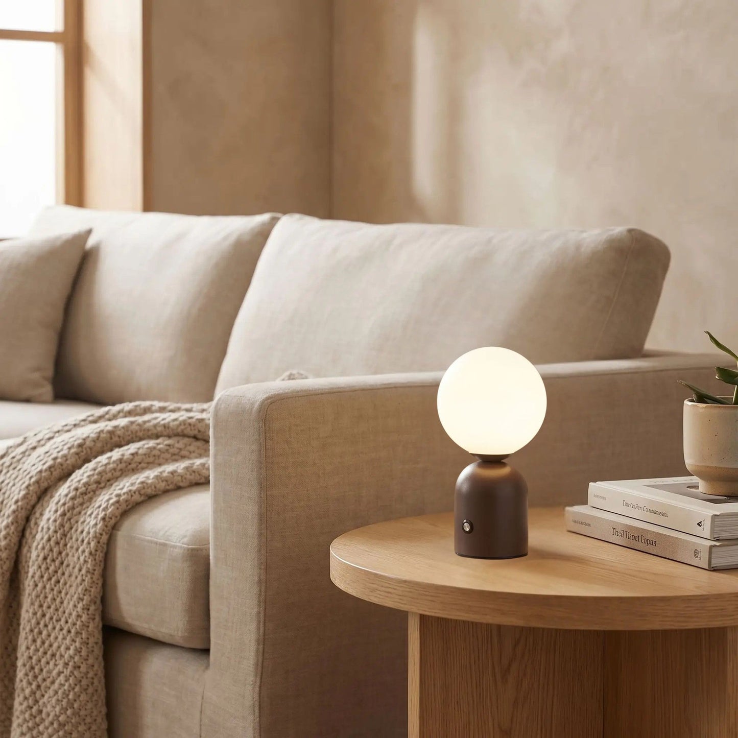 lampe de table sans fil brun petite coloree