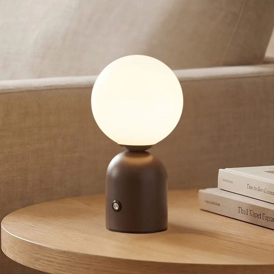lampe de table sans fil brun vue rapproche petite coloree