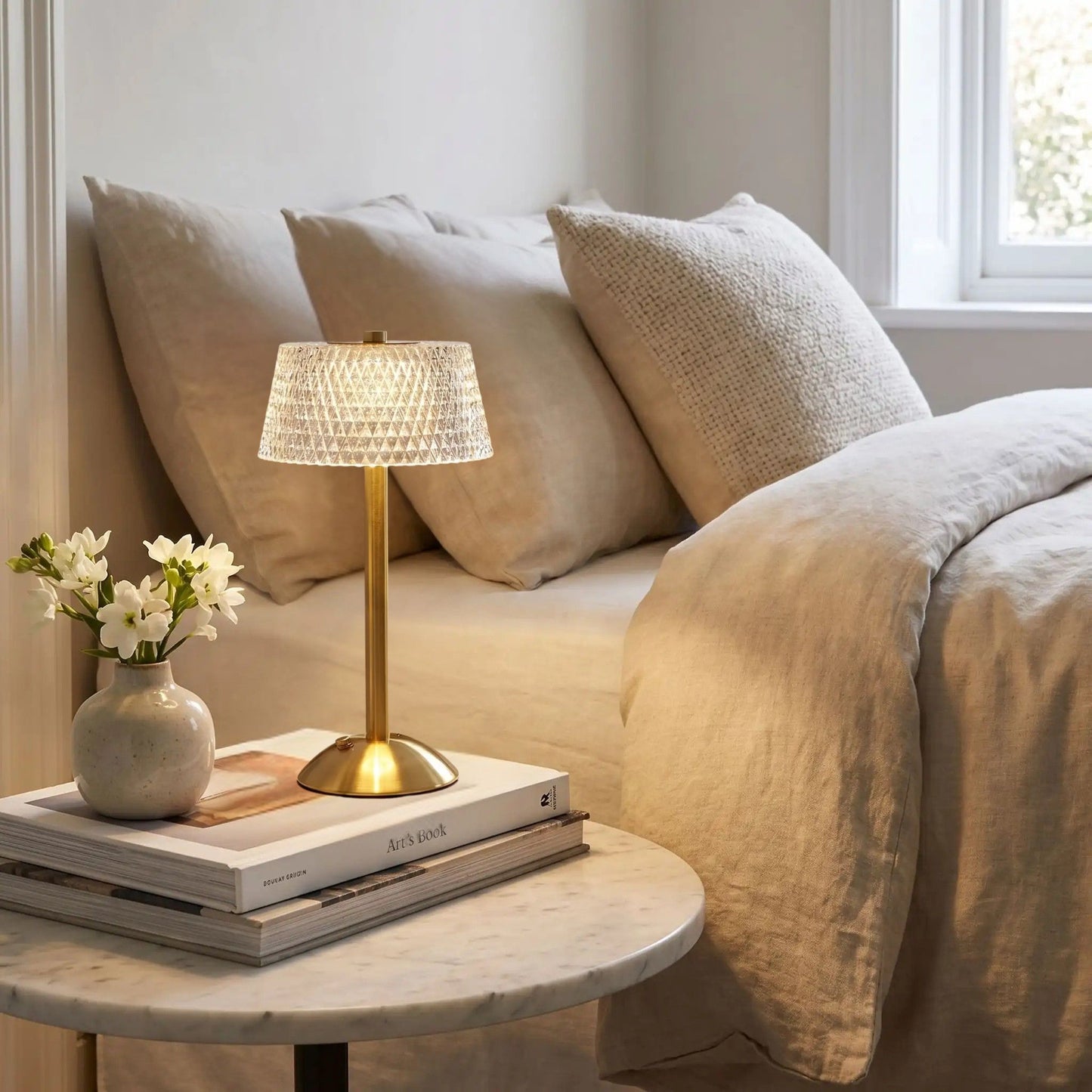 lampe de table sans fil chevet lumiere diamant