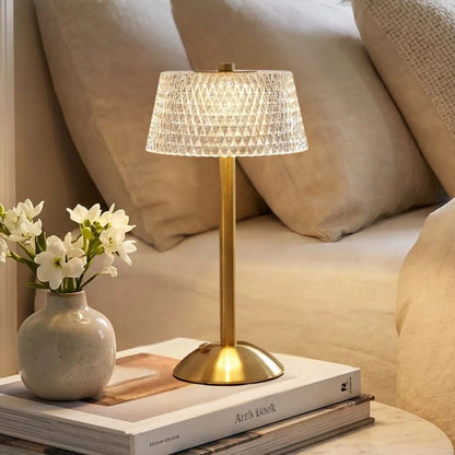lampe de table sans fil chevet vue rapproche lumiere diamant