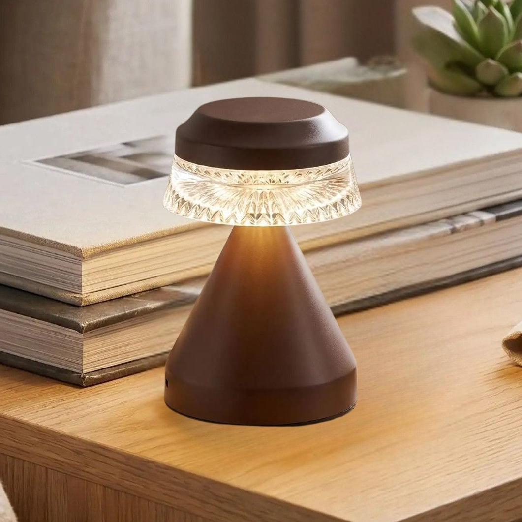 lampe de table sans fil marron vu rapproche touche dambiance