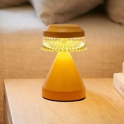 lampe de table sans fil orange chevet avec livre vu rapproche touche dambiance