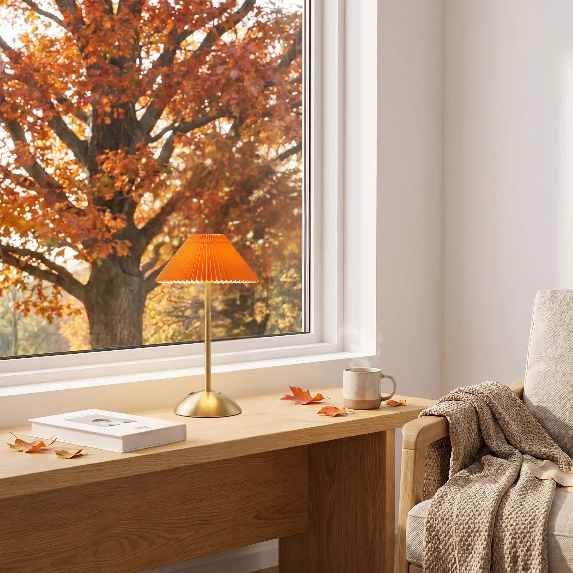 lampe de table sans fil orange doree coloree
