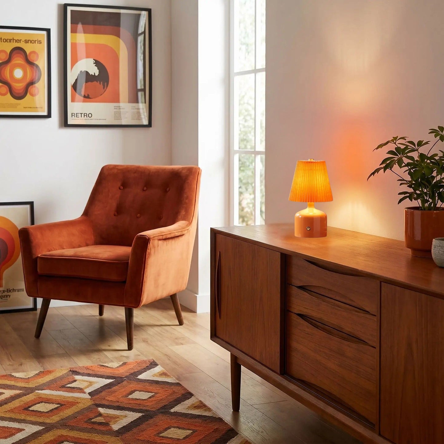 lampe de table sans fil orange petite stylee