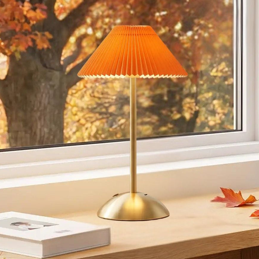 lampe de table sans fil orange vue rapproche doree coloree