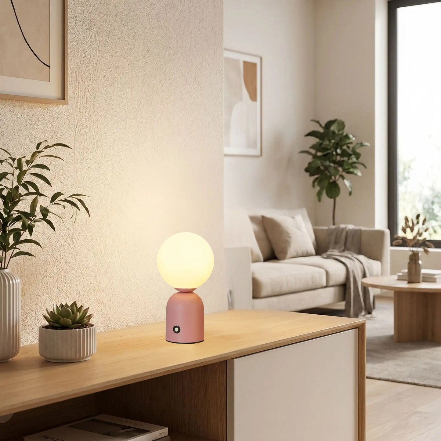 lampe de table sans fil rose petite coloree