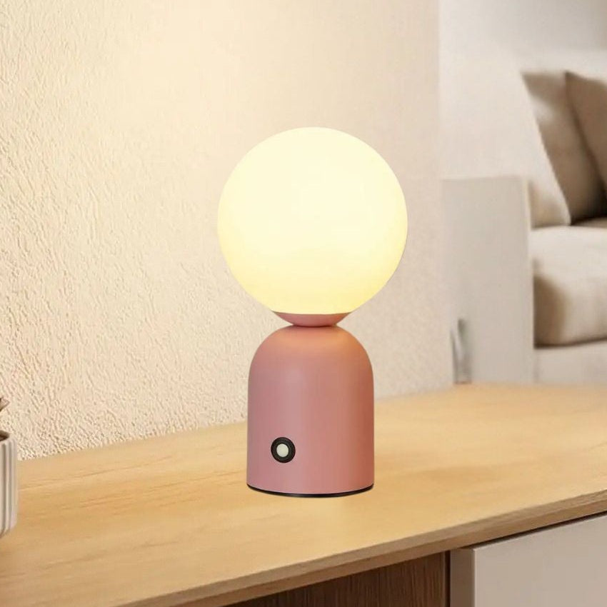 lampe de table sans fil rose vue rapproche petite coloree