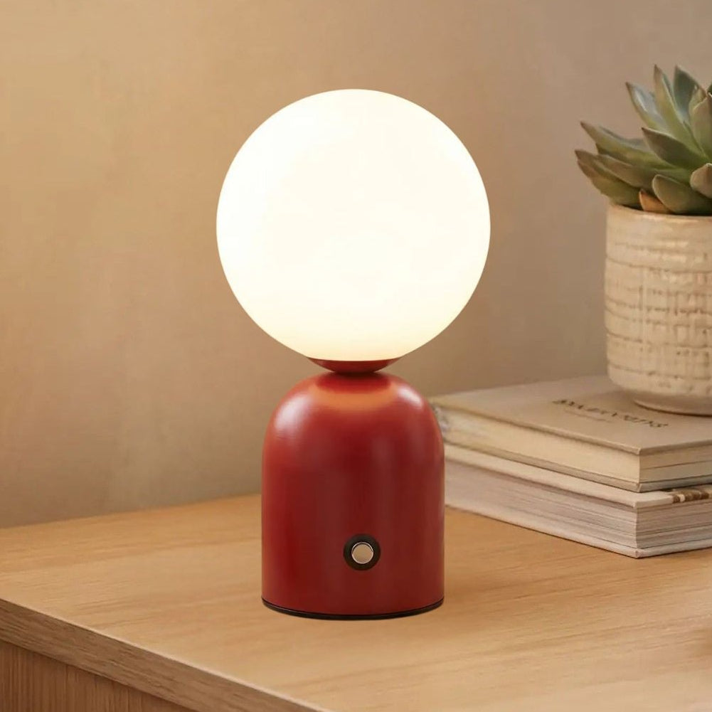 lampe de table sans fil rouge vue rapproche petite coloree