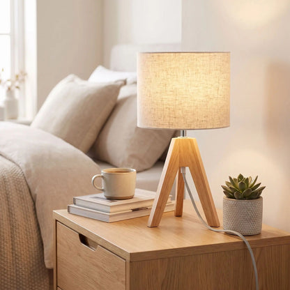 lampe de table sejour avec livre trepied scandinave