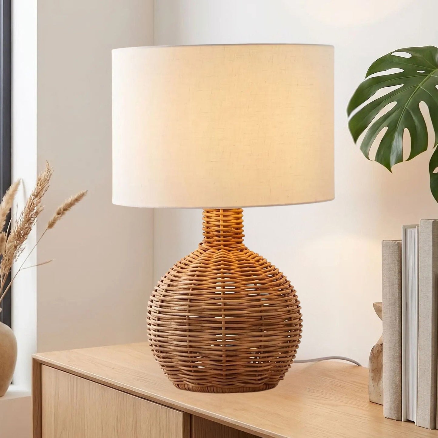 lampe de table sejour vu rapproche ronde artisanale
