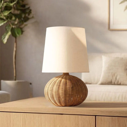 lampe de table sejour vu rapproche zen rotin