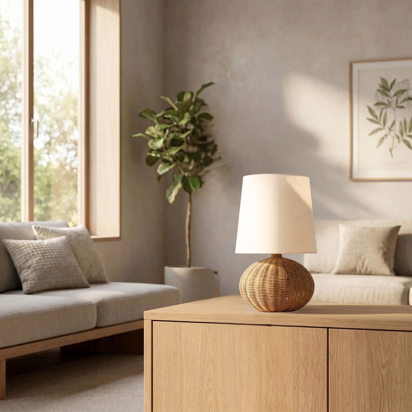 lampe de table sejour zen rotin