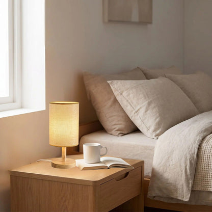 lampe de table tissus jaune chevet organique