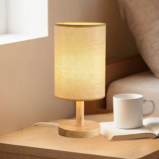 lampe de table tissus jaune chevet vue rapproche organique