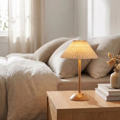 lampe led sans fil bois naturel chevet bois hevea