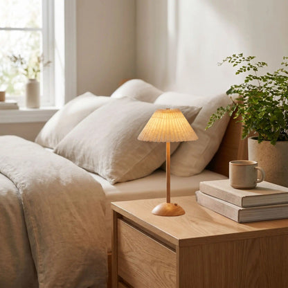 lampe led sans fil bois naturel table chevet bois hevea