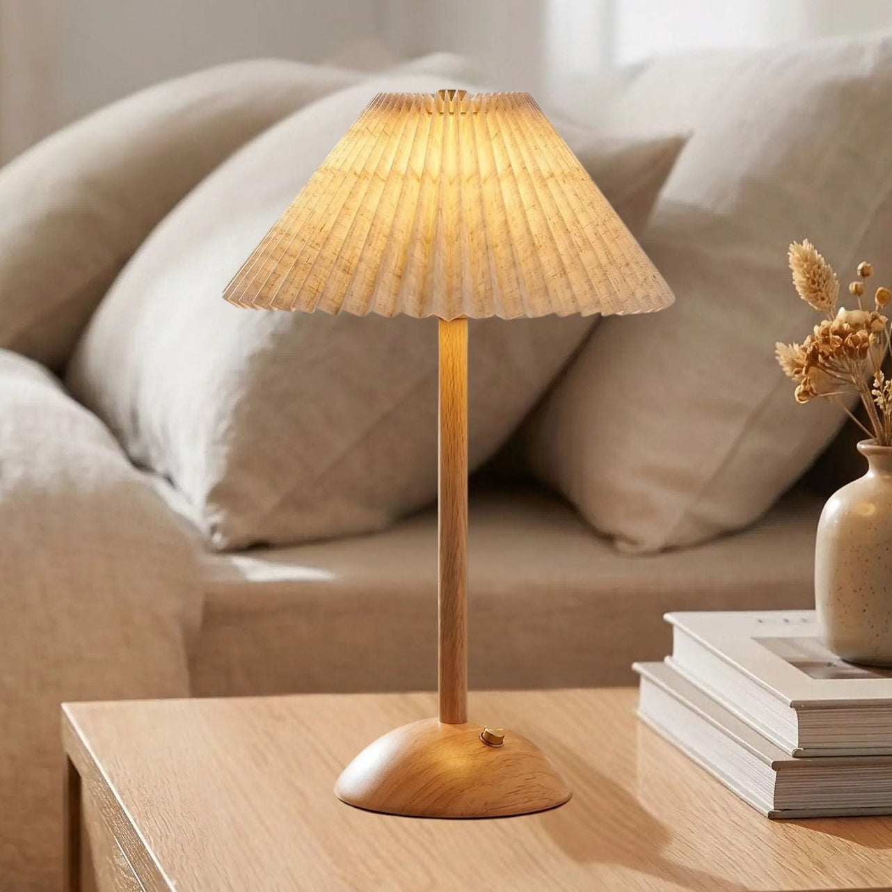 lampe led sans fil bois naturel vue rapproche bois hevea