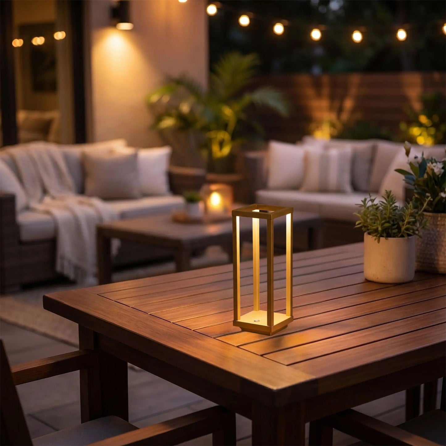 lampe led sans fil couleur or terrasse geometrique ligne minimaliste