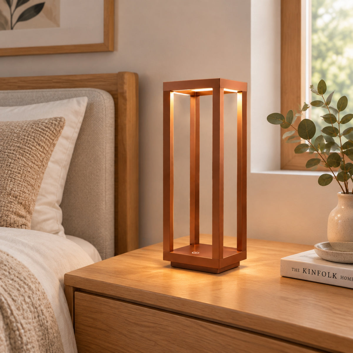 lampe led sans fil marron cuivre chambre geometrique ligne minimaliste